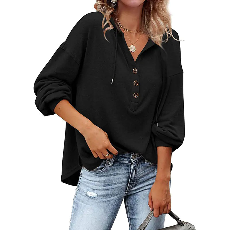 Loose V-neck Long-sleeved Sweater for Women