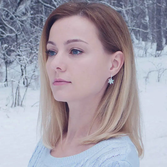 Snowflake Earrings with Zirconium Studs