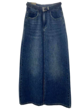 Plus Size Women's Denim Slit Sheath Skirt