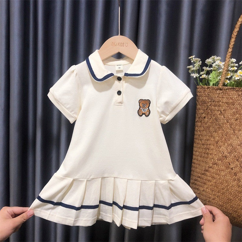 New Style Lace Short Sleeve Dress for Girls