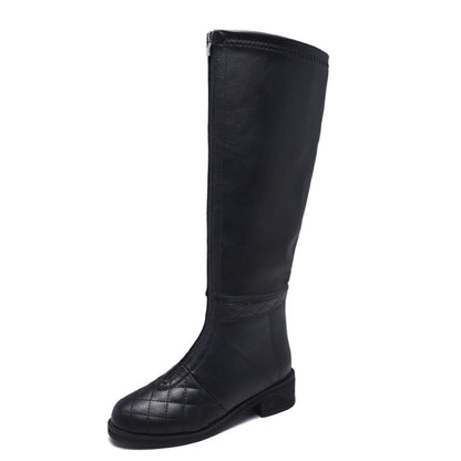 Fashionable Shiny Knight Boots with Chunky Heels