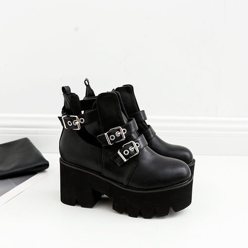 Lace-Up Platform Boots with Thick Heels