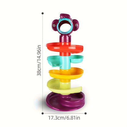 Multi-Color 5-Layer Ball Track Tower - Educational Spinning Balls Toy for Youngsters