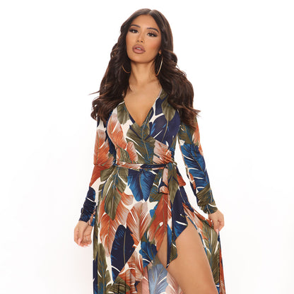 Irregular Split Long Sleeve Dress