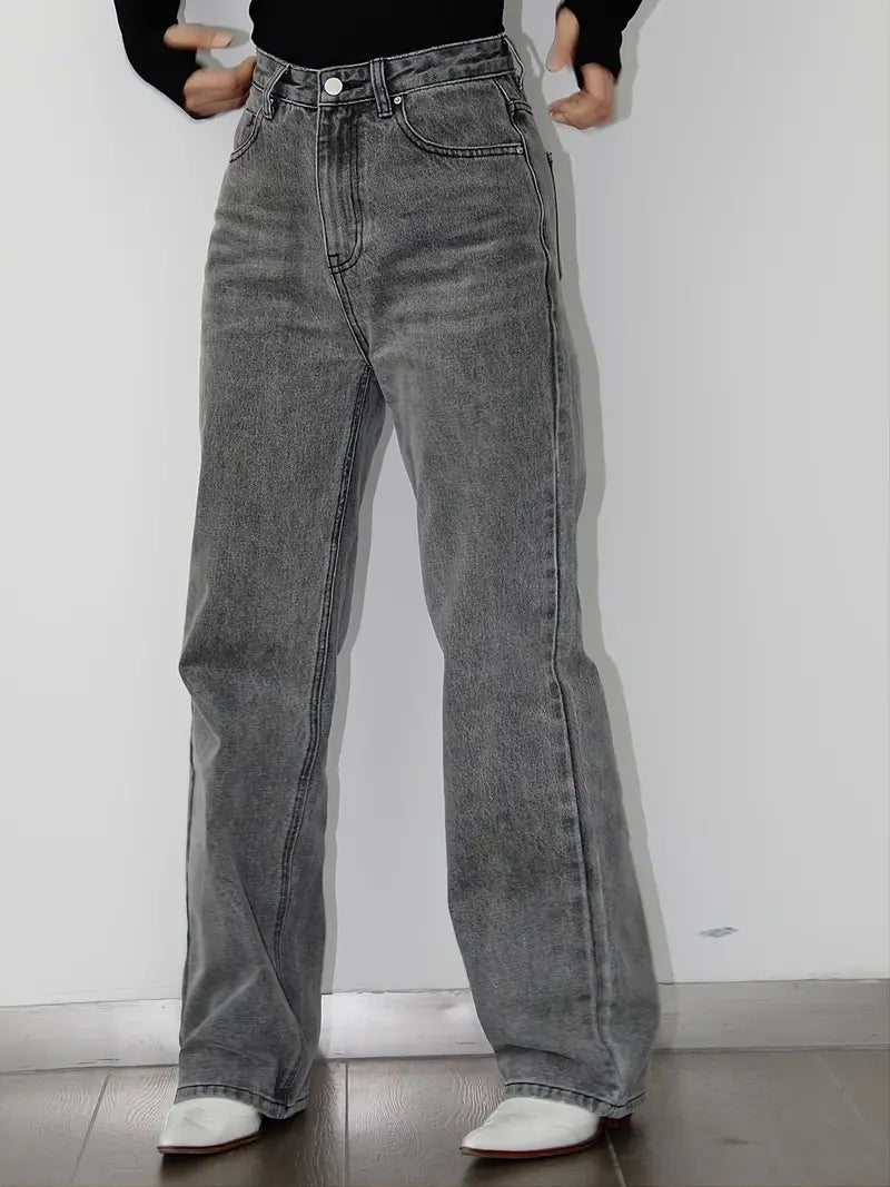 Stylish Women's Black Wide Leg Baggy Denim Pants