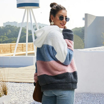 Trendy Fall/Winter Hooded Plush Sweatshirt for Women