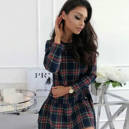 Plaid Long Sleeve Dress for Women - Autumn Collection