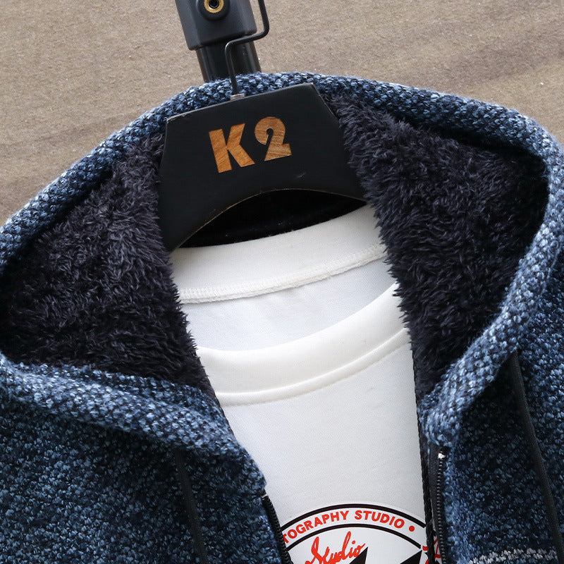 Thickened Fleece Hoodie Cardigan for Men
