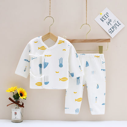 Pure Cotton Long Sleeve Baby Kimono Set for Newborns