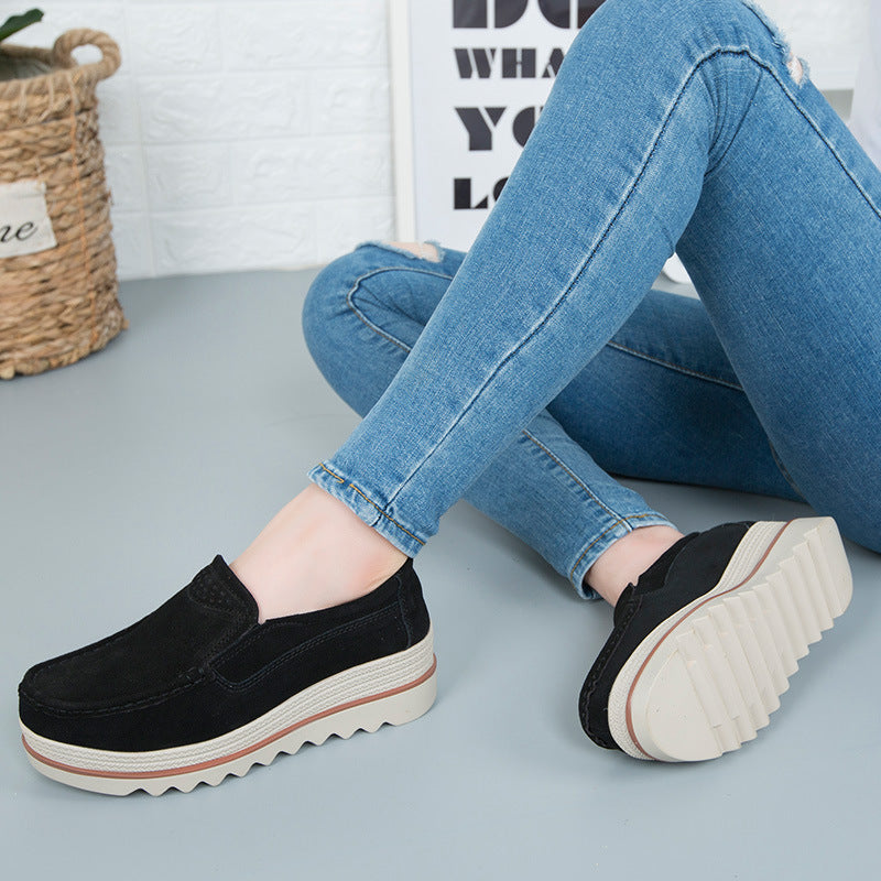 Women's Thick Sole Suede Height Increasing Shoes
