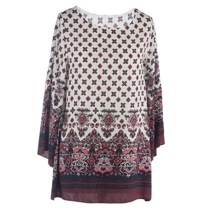 Plus Size Loose Sleeve Floral Print Dress