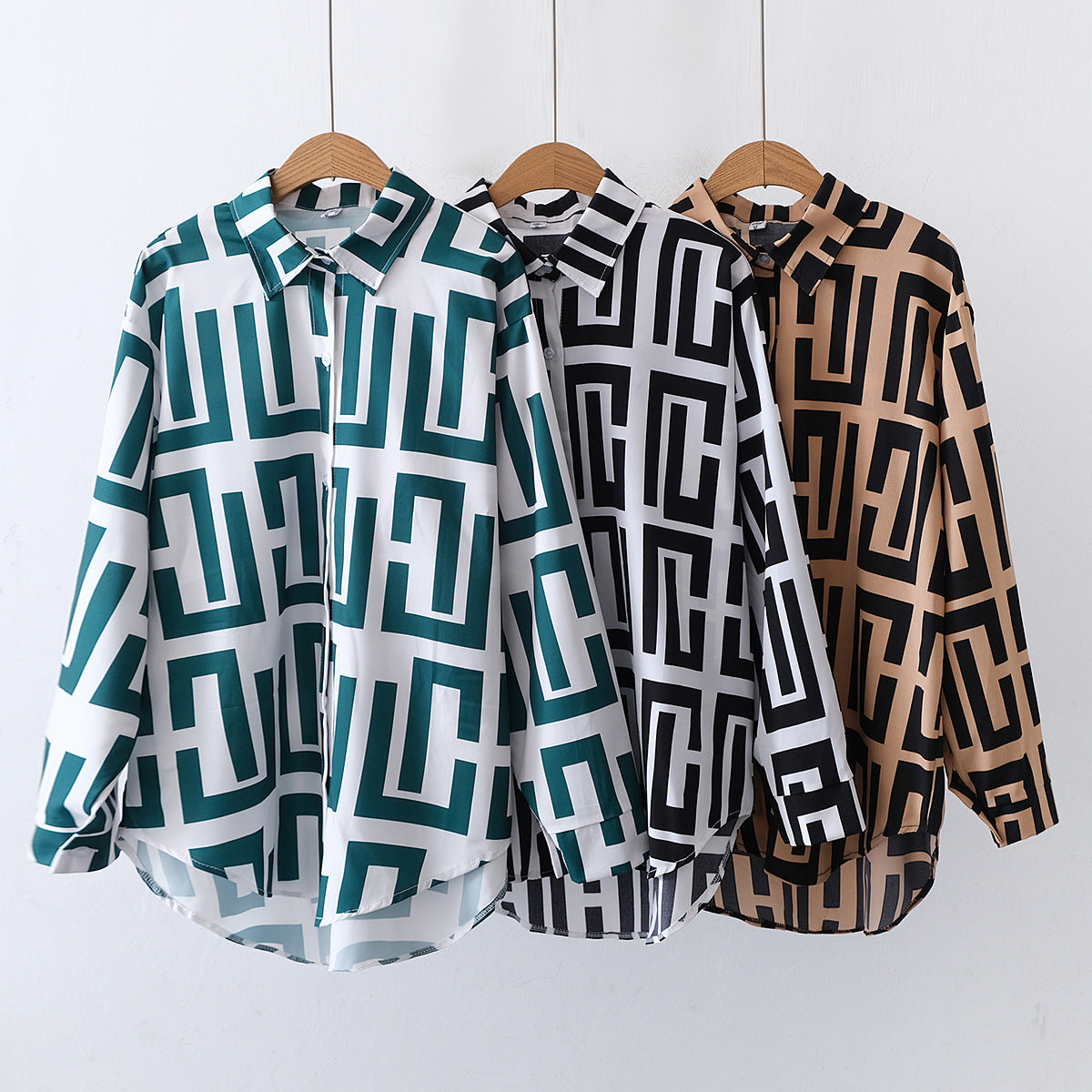 Fashion Floral Print Loose Long Sleeve Shirt for Women