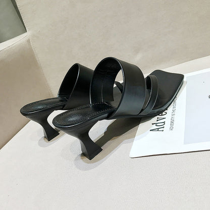 Square Toe High-Heeled Open-Toe Fashion Sandals