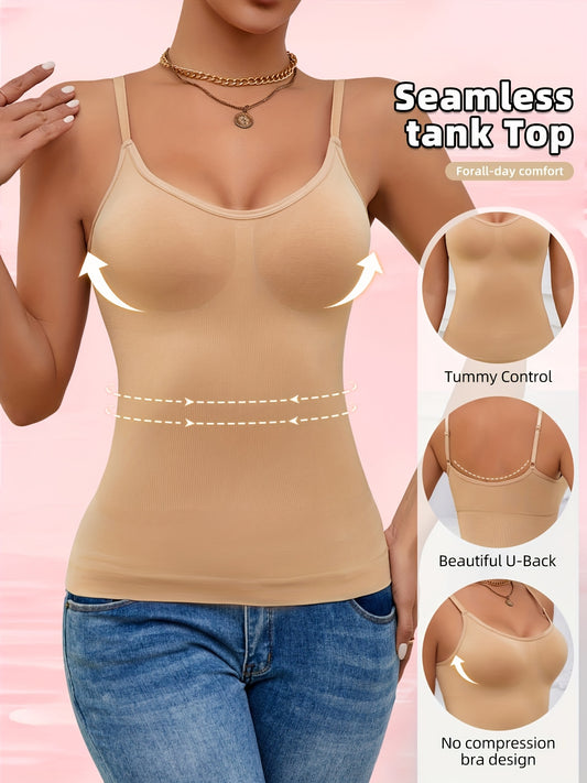 Minimalist Solid-Color Adjustable Spaghetti Strap Tank Top