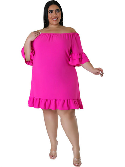Elegant Plus Size Off Shoulder Midi Dress for Women