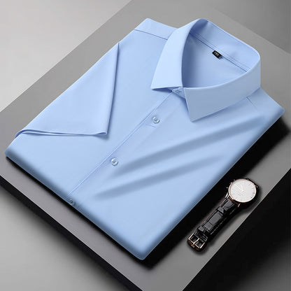 Plus Size Men's Short Sleeve Shirt in Ice Silk Fabric