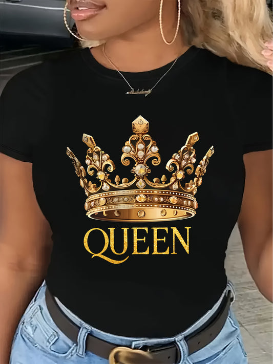 Queen Crown Graphic Print T-Shirt