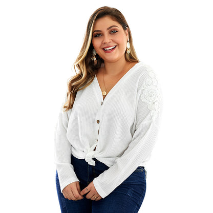 New Women's Knit Shirt Plus Size Cardigan