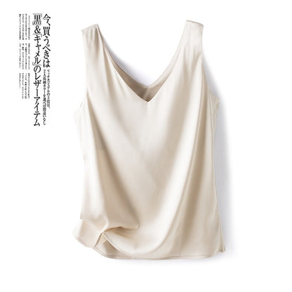 Versatile Women's Solid Silk Satin Tank Top