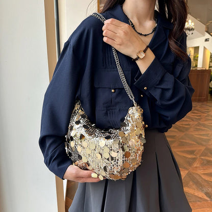 Sequin Bag Women  New Trendy Versatile Chain Solid One Shoulder Bags