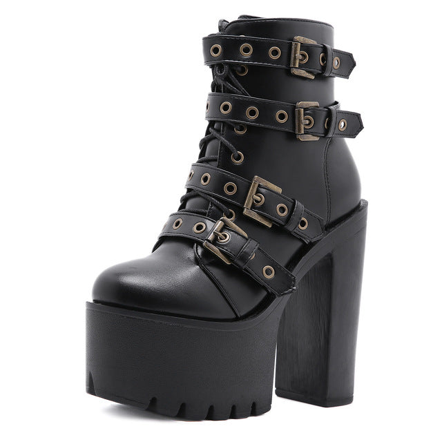 Black Ankle Boots for Women with Zipper and High Heels