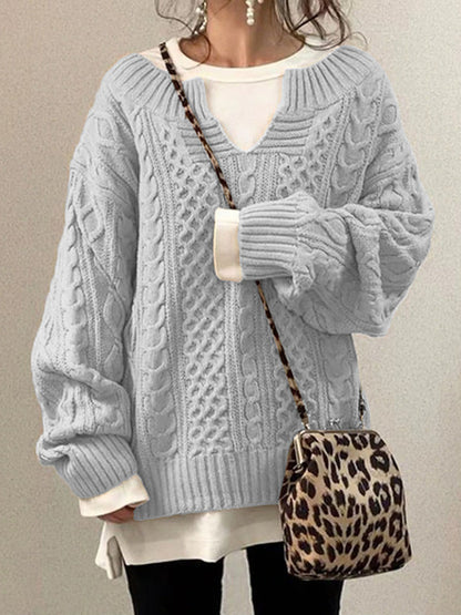 Chic Women's Knitted V-Neck Sweater for Autumn Winter