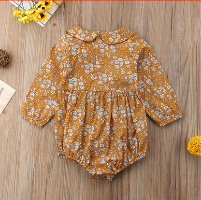Floral Long Sleeve Baby Romper for Girls