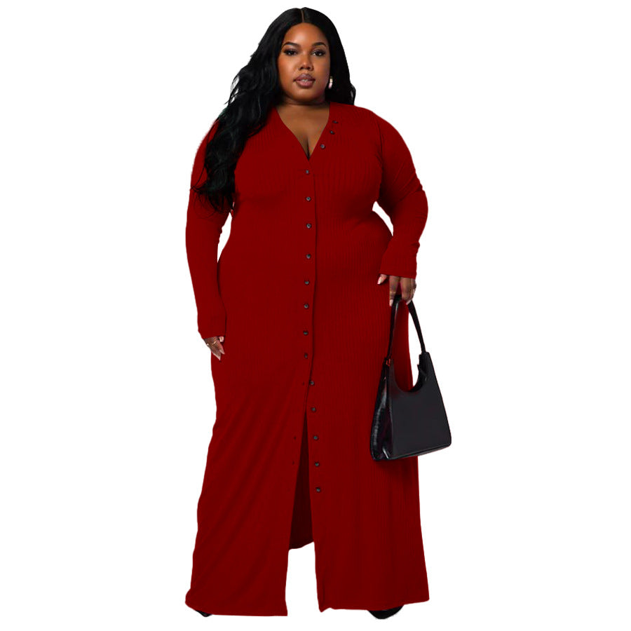 Plus Size Women's Striped Split Dress