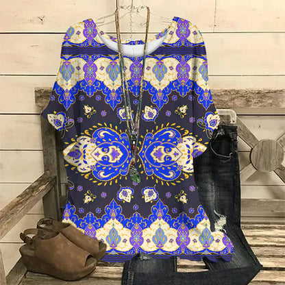 Floral 3D Print Round Neck Women's T-Shirt (Casual)