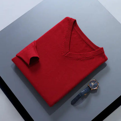 Men's V-Neck Cashmere Sweater - Soft Warm Pullover
