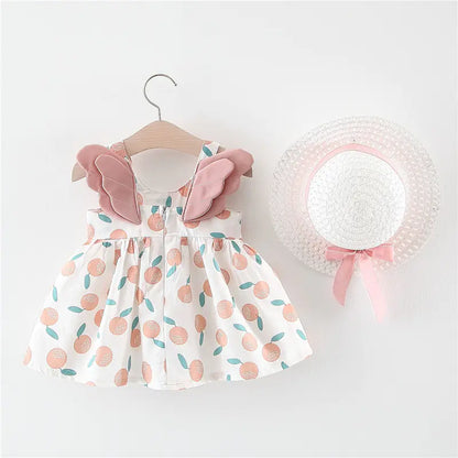 Summer Big Dot Wings Princess Dress with Hat