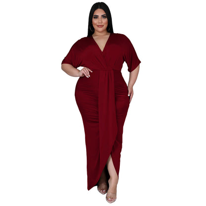 Elegant Plus Size V-Neck Party Dress for Women