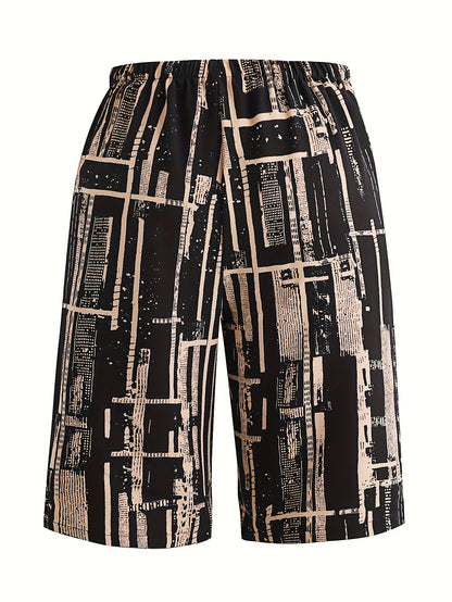 2pcs Set Plus Size Women's Shorts with Print