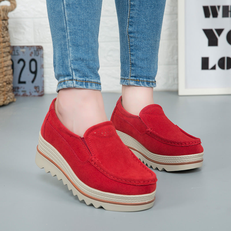 Women's Thick Sole Suede Height Increasing Shoes