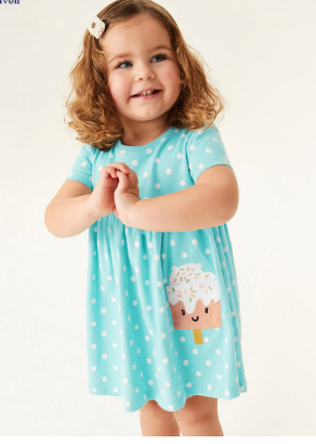 Cotton Short Sleeve Dress for Girls