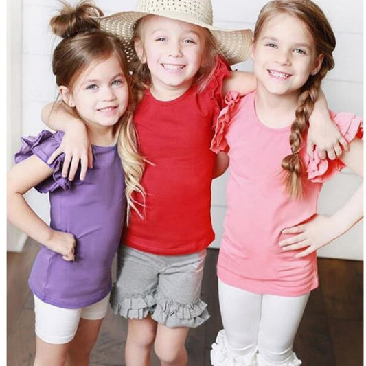 Multicolor Cotton-Trimmed Short-Sleeved T-Shirt for Girls
