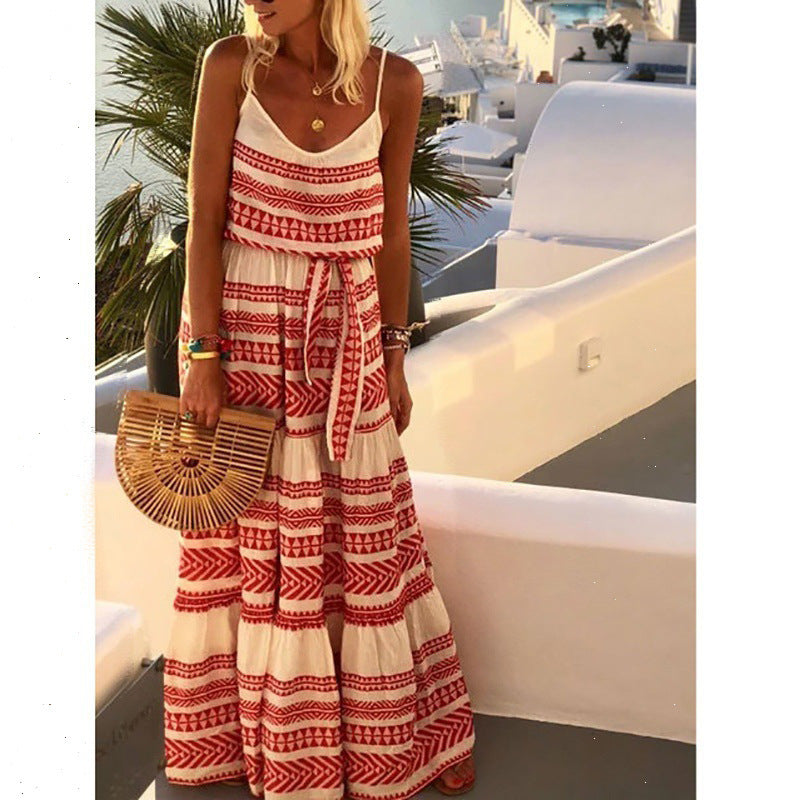 New Plus Size Bohemian Deep V Neck Dress
