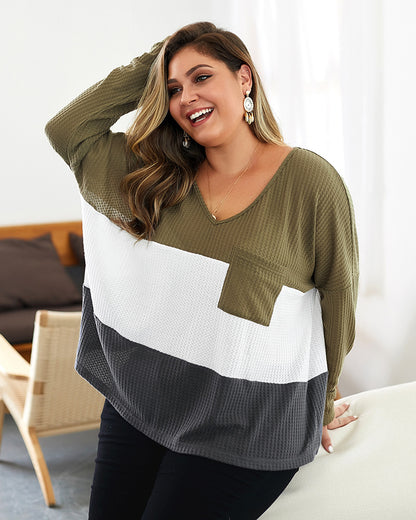 Plus Size Women's Knitted Sweater with Long Sleeves