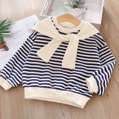 Striped Long Sleeve Pullover for Baby Girls