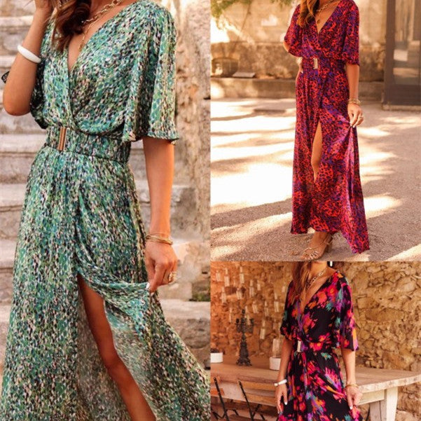 Elegant Printed Mid-Length Dress