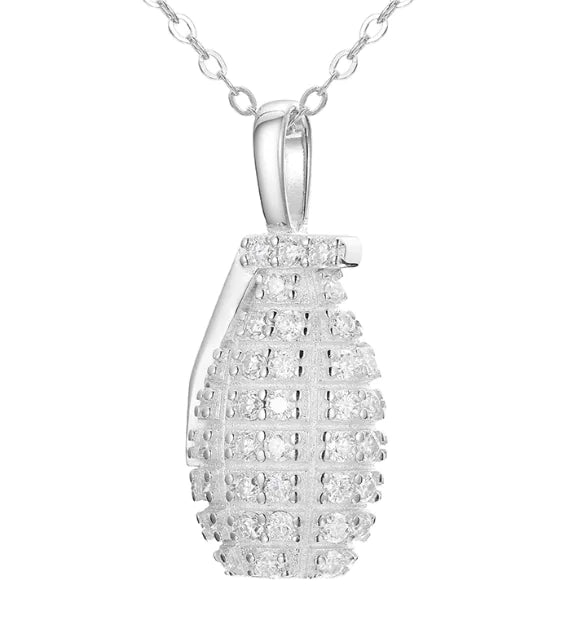 S925 Silver Moissanite Grenade Pendant Necklace