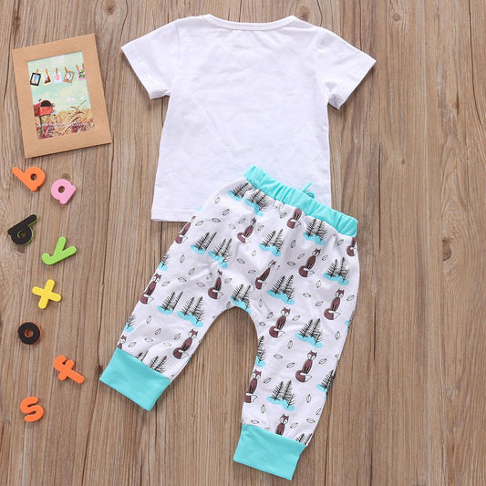 "Little Dreamer Fox Print Baby Outfit Set (2 Pieces)"