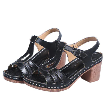 Women's Summer Buckle Thick Heel High Heel Sandals