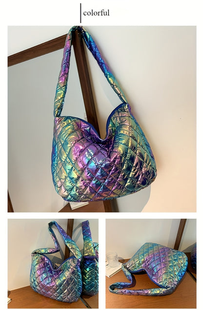 Large Space Print Cloud Pleated Women's Tote Bag