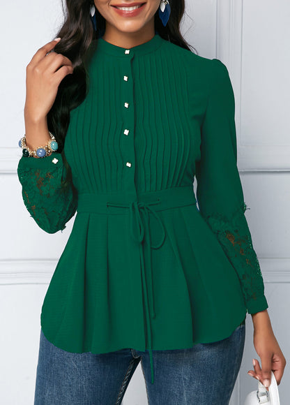 Solid Color Long Sleeve Plus Size Work Top
