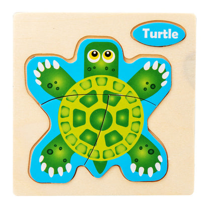 3D Wooden Cartoon Animal Traffic Puzzle for Kids