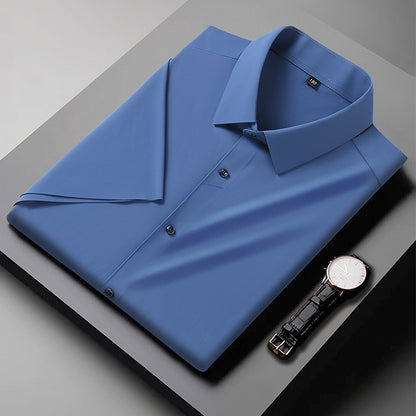 Plus Size Men's Short Sleeve Shirt in Ice Silk Fabric
