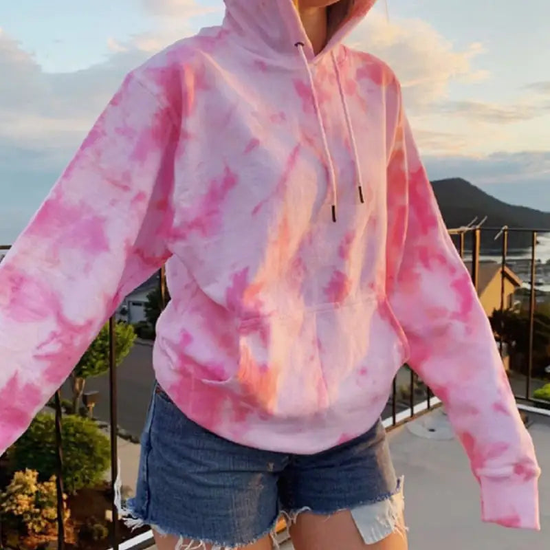 Hooded Tie Dye Women's Casual Loose Coat Jacket