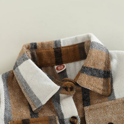 Plaid Shirt Jacket for Baby Girls - Long Sleeve Cardigan