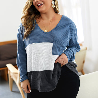 Plus Size Women's Knitted Sweater with Long Sleeves